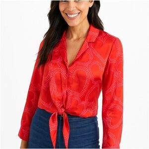 Bailey 44 Red and Pink Patterned Top